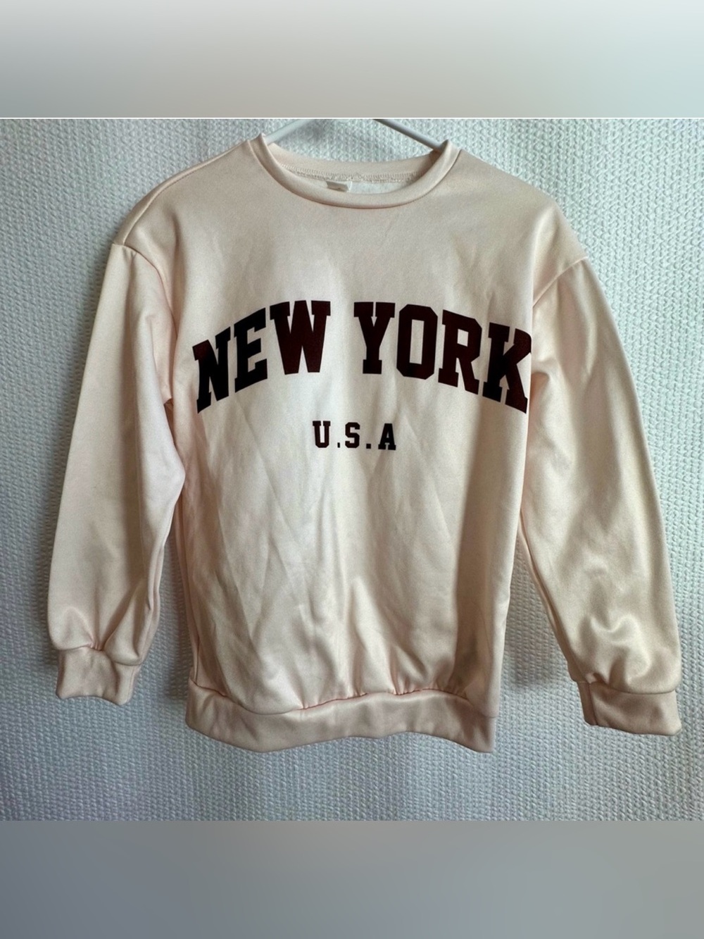 SHEIN Cream New York USA Graphic Crewneck Pullover Sweatshirt Girls Size 10